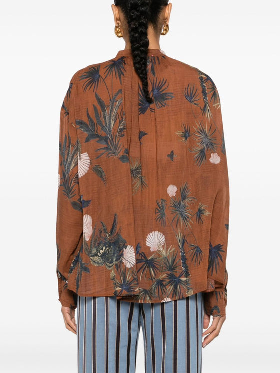 Forte Forte mix-print semi-sheer shirt