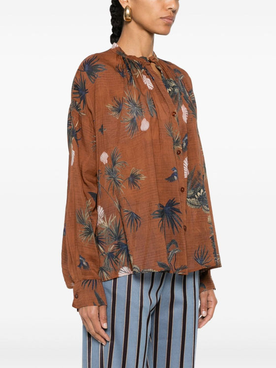 Forte Forte mix-print semi-sheer shirt