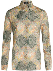  Etro Patchwork-print poplin shirt