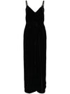Gold Hawk V-back wide leg Velvet jumpsuit