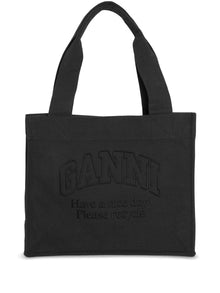  Ganni Logo Canvas tote bag