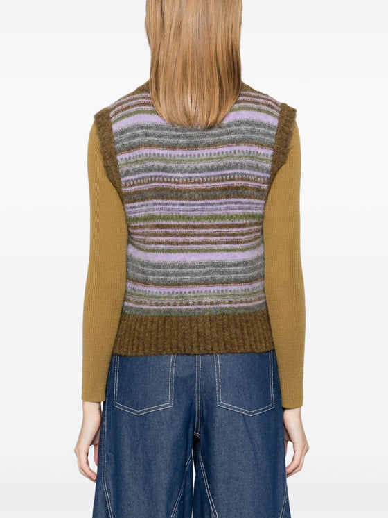 Ganni Striped v-neck vest