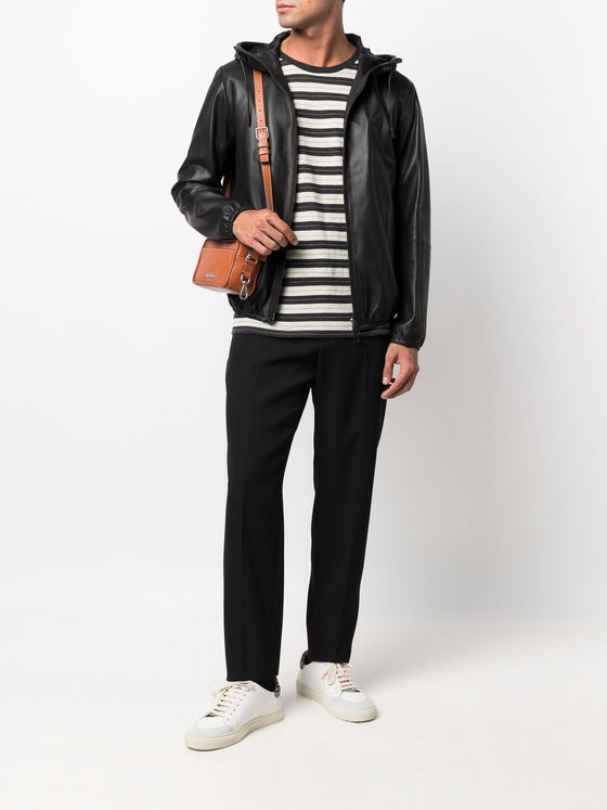 Emporio Armani hooded leather jacket