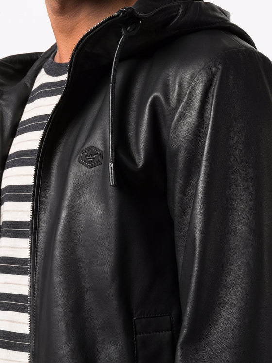 Emporio Armani hooded leather jacket