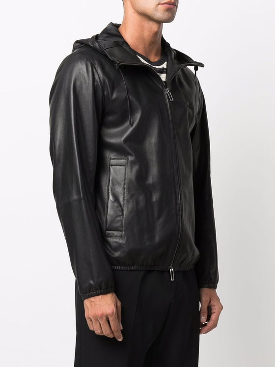 Emporio Armani hooded leather jacket