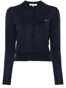  Maison Kitsuné Maison Kitsune logo-embroidered Wool Cardigan