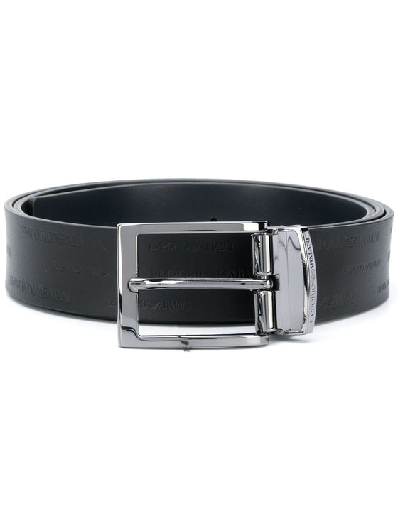 Emporio Armani Exclusive all-over Logo embossed Leather belt