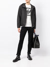 Emporio Armani Hooded jacket with zip in nylon jacquard eagle all over