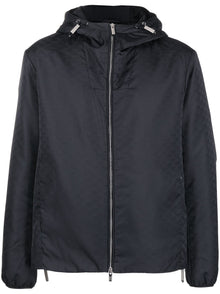  Emporio Armani Monogram-pattern hooded jacket