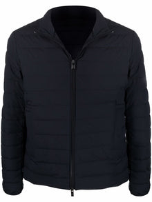  Emporio Armani Navy blue feather down padded logo-patch jacket