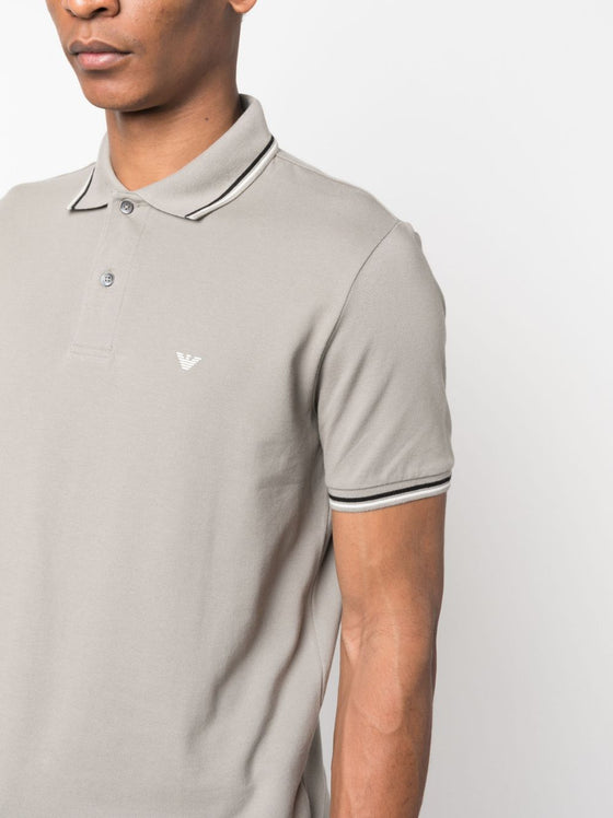 Emporio Armani logo embroidered striped polo shirt