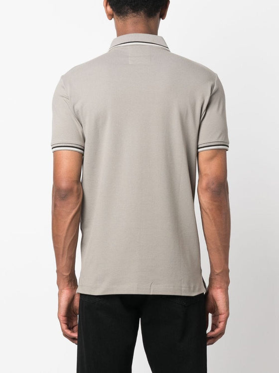 Emporio Armani logo embroidered striped polo shirt