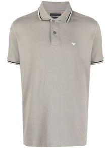  Emporio Armani logo embroidered striped polo shirt