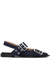Ganni Denim Feminine Buckle Ballerinas
