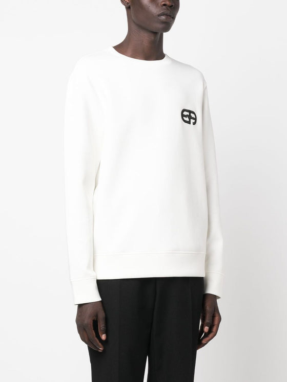 Emporio Armani Double-jersey sweatshirt with embossed embroidered EA logo