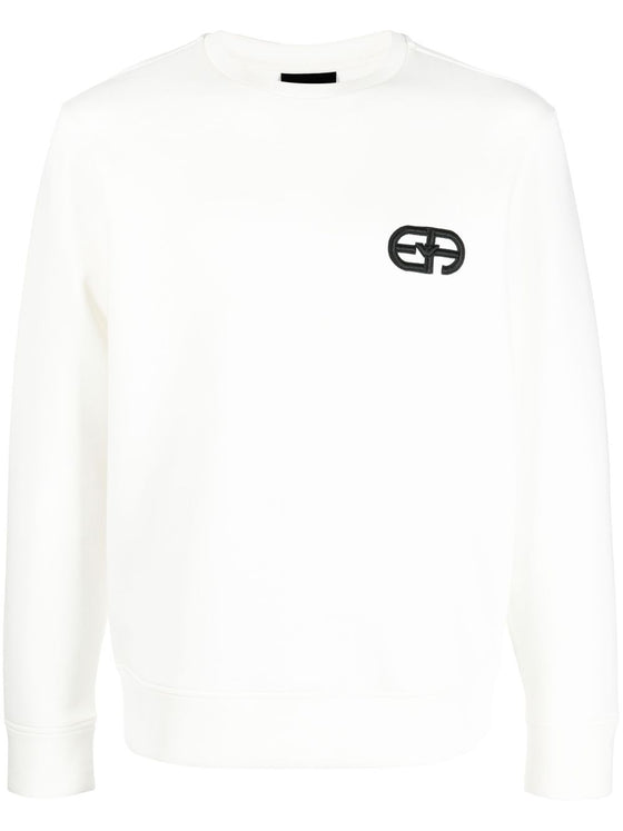 Emporio Armani Double-jersey sweatshirt with embossed embroidered EA logo