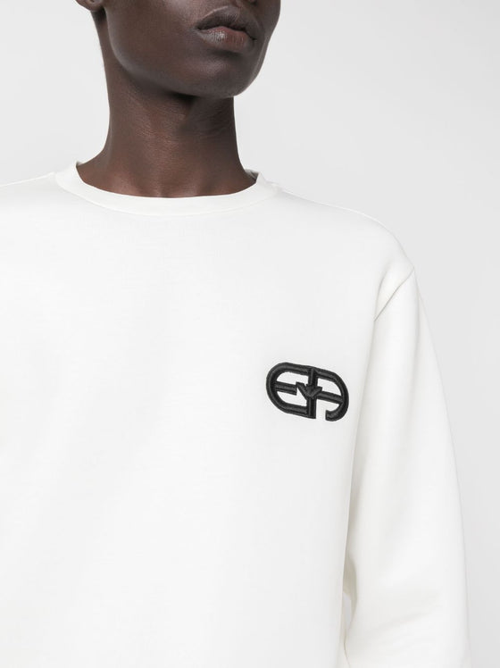 Emporio Armani Double-jersey sweatshirt with embossed embroidered EA logo