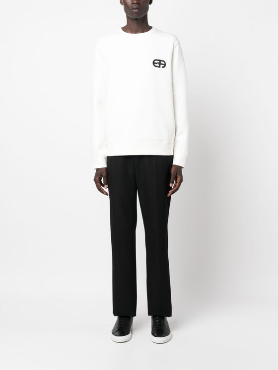 Emporio Armani Double-jersey sweatshirt with embossed embroidered EA logo