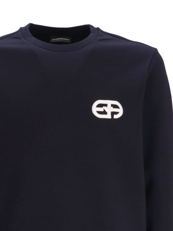 Emporio Armani Double-jersey sweatshirt with embossed embroidered EA logo
