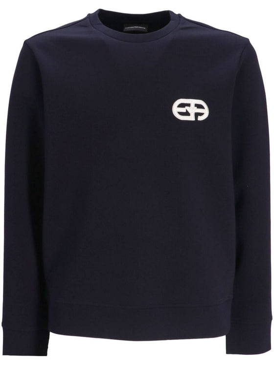 Emporio Armani Double-jersey sweatshirt with embossed embroidered EA logo
