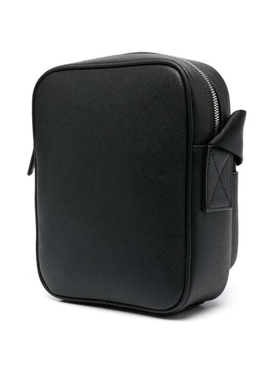 Emporio Armani logo-plaque Leather messenger bag
