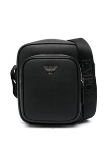  Emporio Armani logo-plaque Leather messenger bag