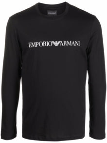  Emporio Armani logo print long sleeve T-shirt