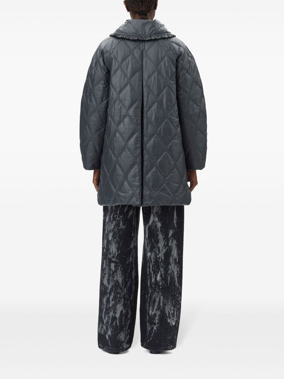 Ganni Shiny Quilt Midi Jacket