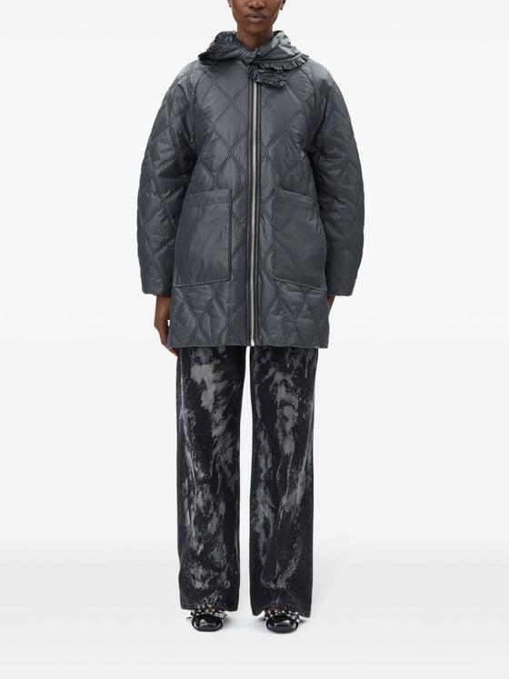 Ganni Shiny Quilt Midi Jacket