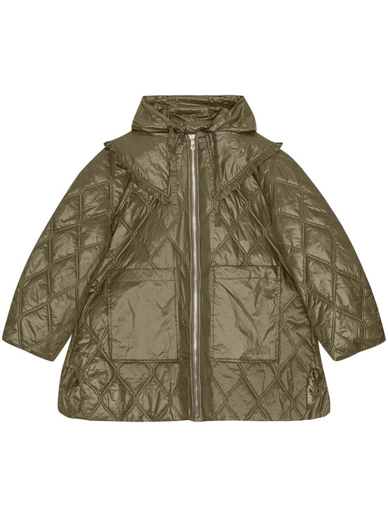 Ganni Shiny Quilt Midi Jacket