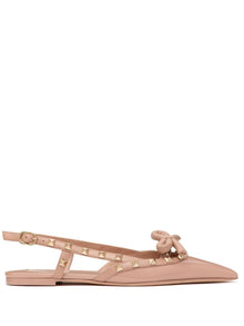  Valentino Garavani Rockstud Bow Slingback Ballerina In Patent Leather