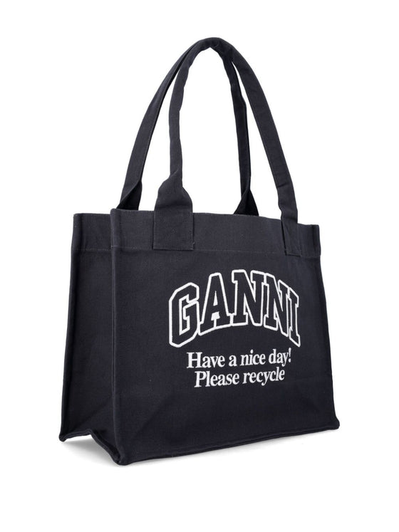 Ganni Large shopper bag with logo