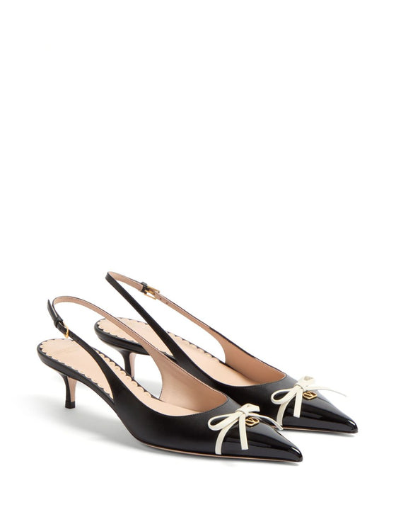 Valentino Garavani Bepointy 45mm Patent Leather and Kid Slingback Pumps