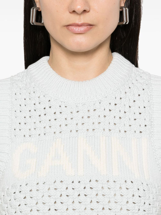 Ganni Openwork cotton vest