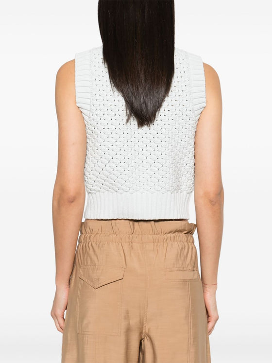 Ganni Openwork cotton vest