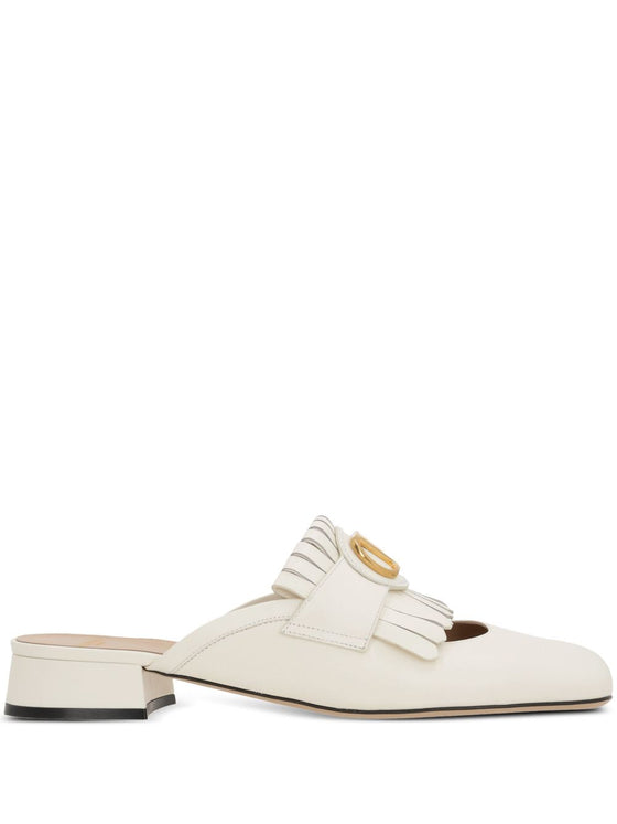 Valentino Garavani Vlogo Signature Calfskin Fringe Sabot Moccasin 25mm