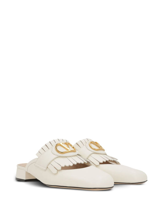 Valentino Garavani Vlogo Signature Calfskin Fringe Sabot Moccasin 25mm
