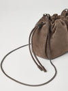 Brunello Cucinelli Mellow mini bucket bag in suede with precious chain
