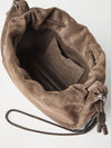 Brunello Cucinelli Mellow mini bucket bag in suede with precious chain