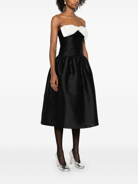 Self-Portrait Contrast Bow Midi Dress