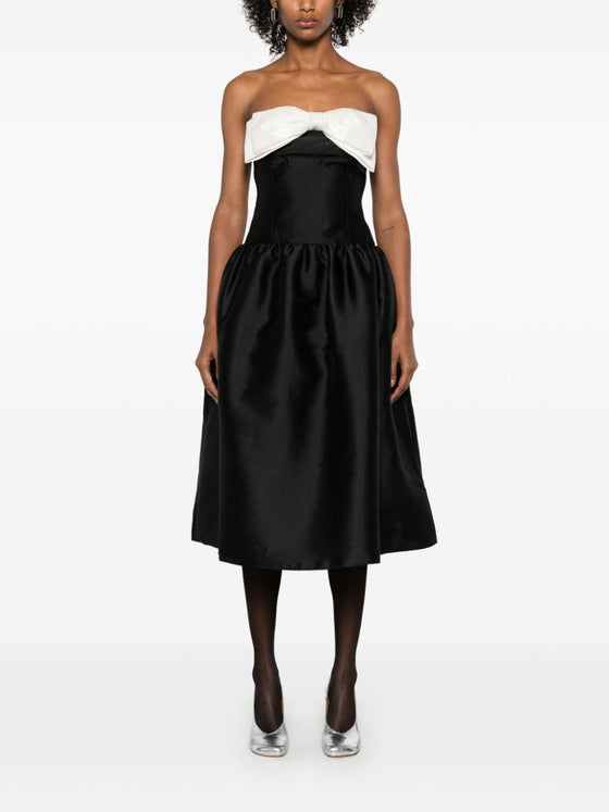 Self-Portrait Contrast Bow Midi Dress
