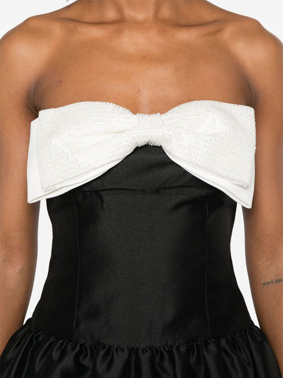 Self-Portrait Contrast Bow Midi Dress
