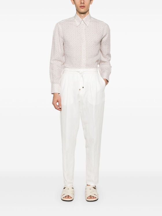 Brunello Cucinelli linen blend drawstring trousers