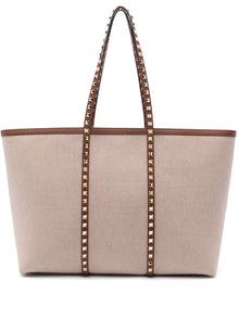  Valentino Garavani Rockstud canvas medium tote bag