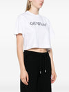 Off White Bookish logo-print cropped T-shirt