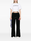 Off White Bookish logo-print cropped T-shirt