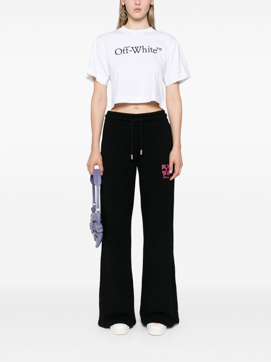 Off White Bookish logo-print cropped T-shirt