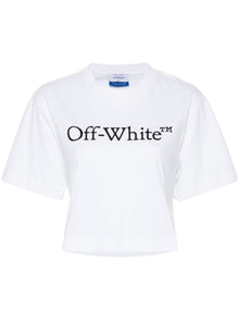 Off White Bookish logo-print cropped T-shirt