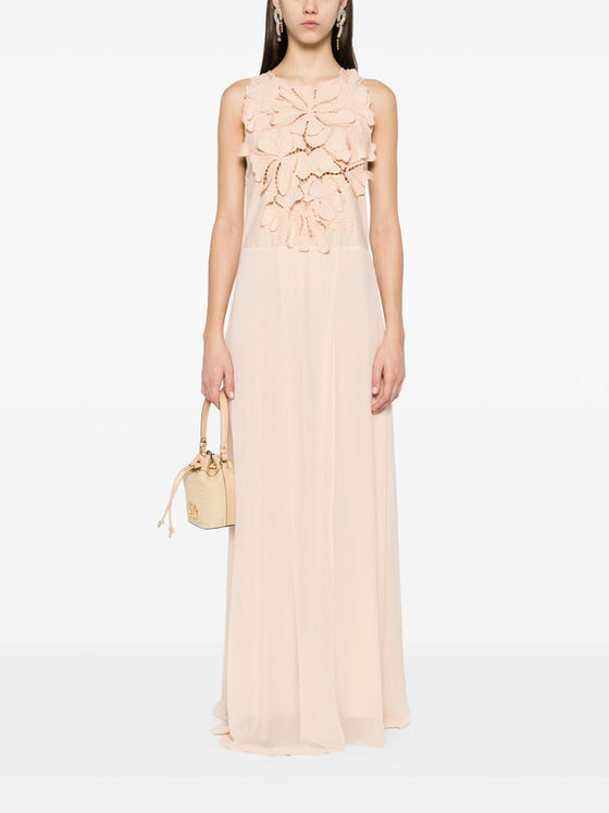 Forte Forte Long dress with floral appliques