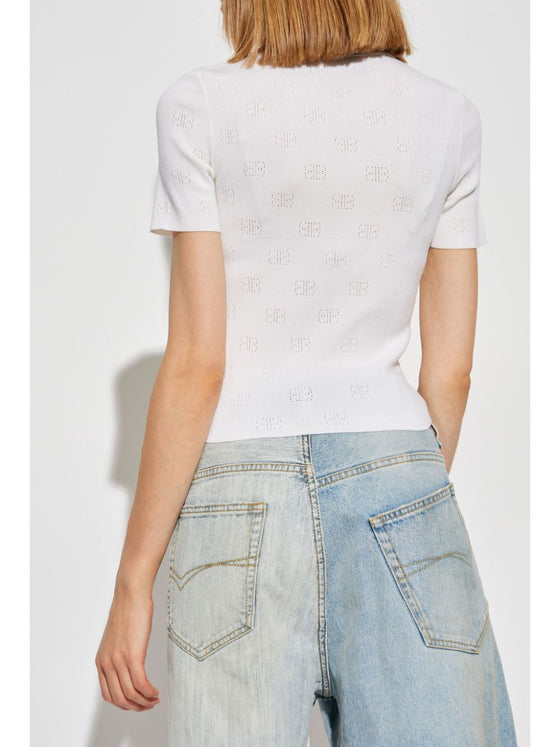 Balenciaga BB pointelle-knit T-shirt